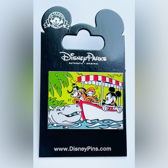 Disney Accessories - Disney Parks 2018 Jungle Cruise Boat Ride Mickey Mouse & Goofy Hippo Disney Pin